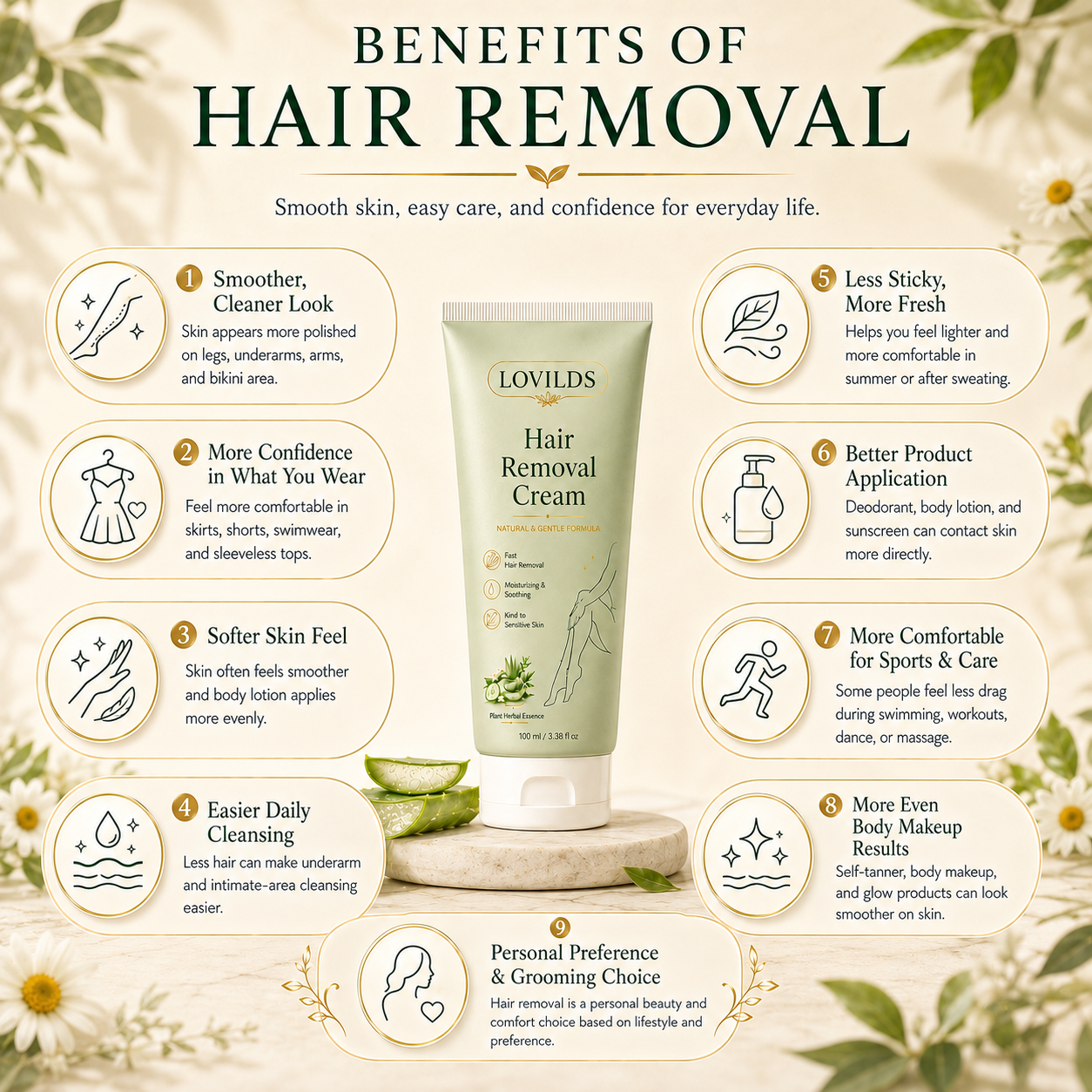 REPAIRSKINS | LOVILDS Painless Depilatory Cream – No Razor Bumps, No Harsh Odor