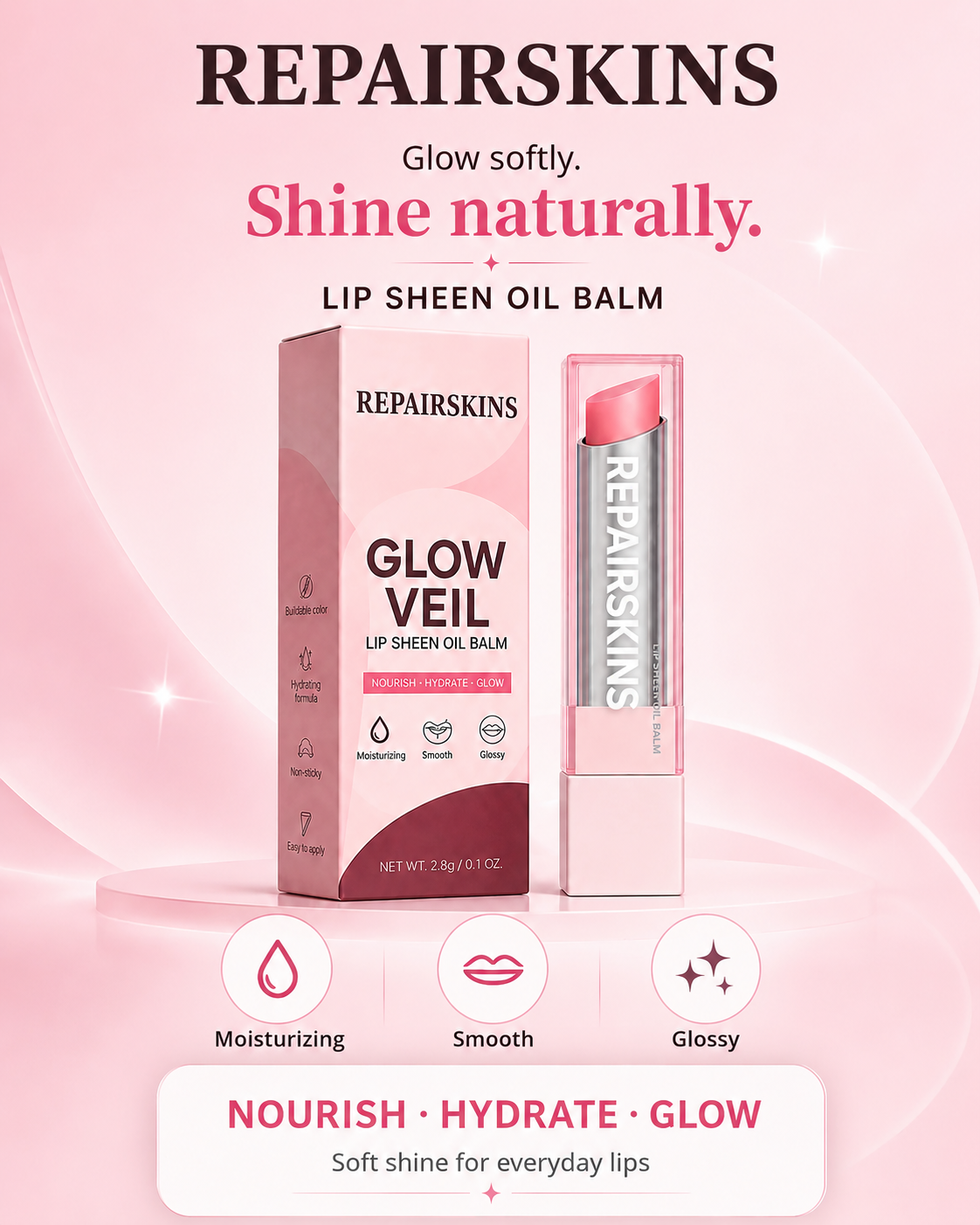 🔥Last Day Buy 1 Get 1 Free| REPAIRSKINS GLOW VEIL LIP SHEEN OIL BALM