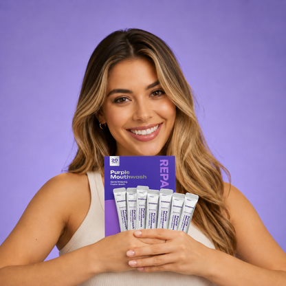 Purple Mouthwash Purple colour correction that neutralises yellow tones in 30 seconds. 20 single-use sachets.