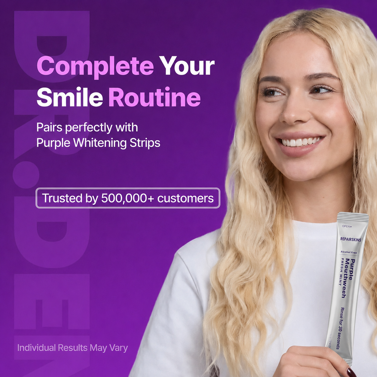 Purple Mouthwash Purple colour correction that neutralises yellow tones in 30 seconds. 20 single-use sachets.